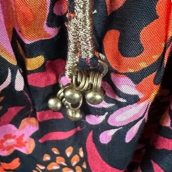 Free People Bohemian Gypsy Floral Halter Tunic Dress Beach Cover Up Bells XL - Picture 5 of 7